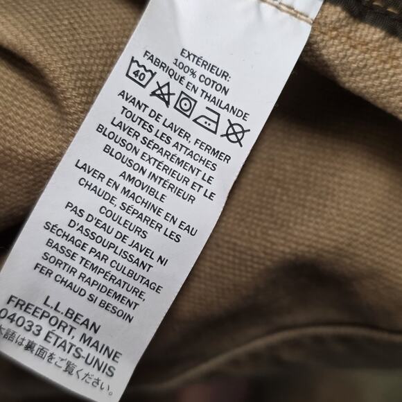 Vintage LL BEAN Tan Chore Jacket XL Canvas Barn Coat Removable Plaid Lining - Picture 14 of 16